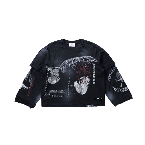 FVVO“SKELETON” broken hole T-shirt