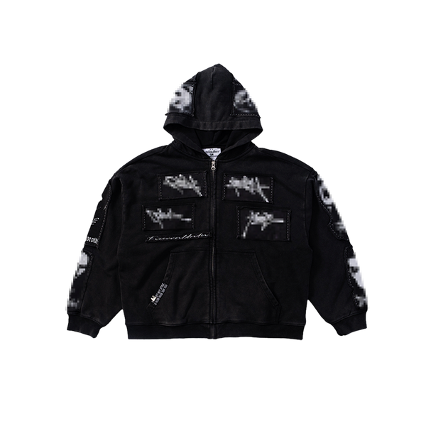 FVVO  “whoop” applique zip-up hoodie