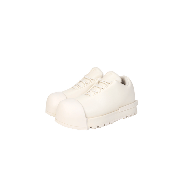 RF White Architectural Round-Toe Combat Boots